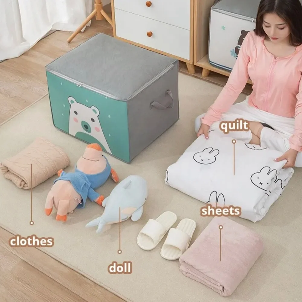 Foldable Comforter Storage Big Capacity Quilt Clothes Storage Blanket Dustproof